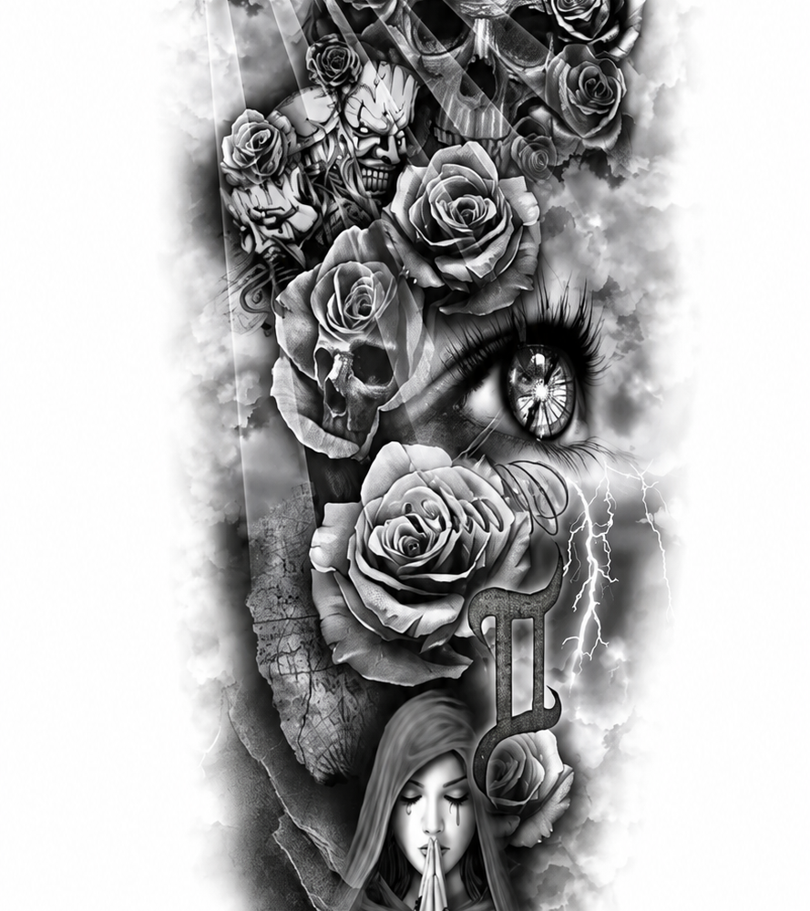 Tattoo arm sleeve skull