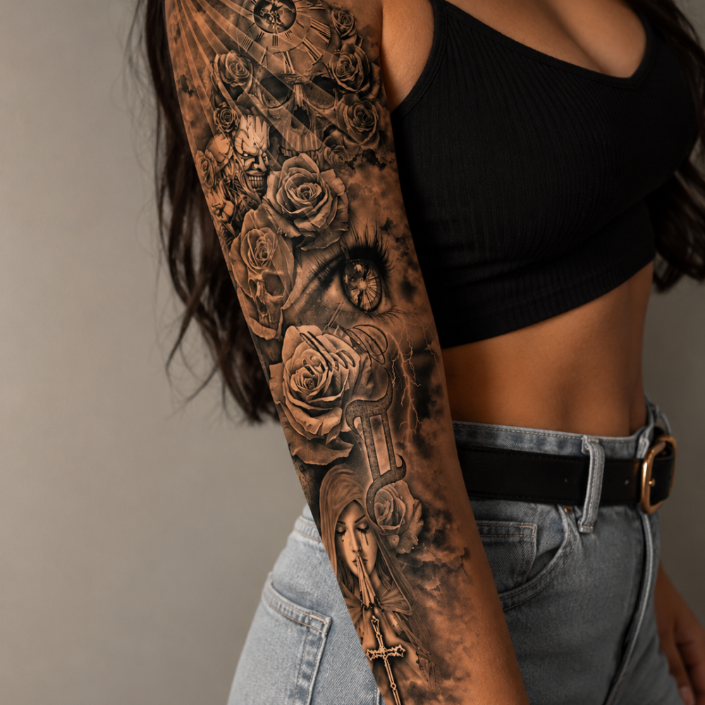 Alternative view of Tattoo arm sleeve skull