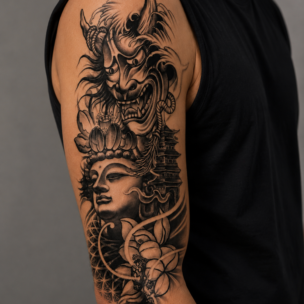 Alternative view of Tattoo arm sleeve mask