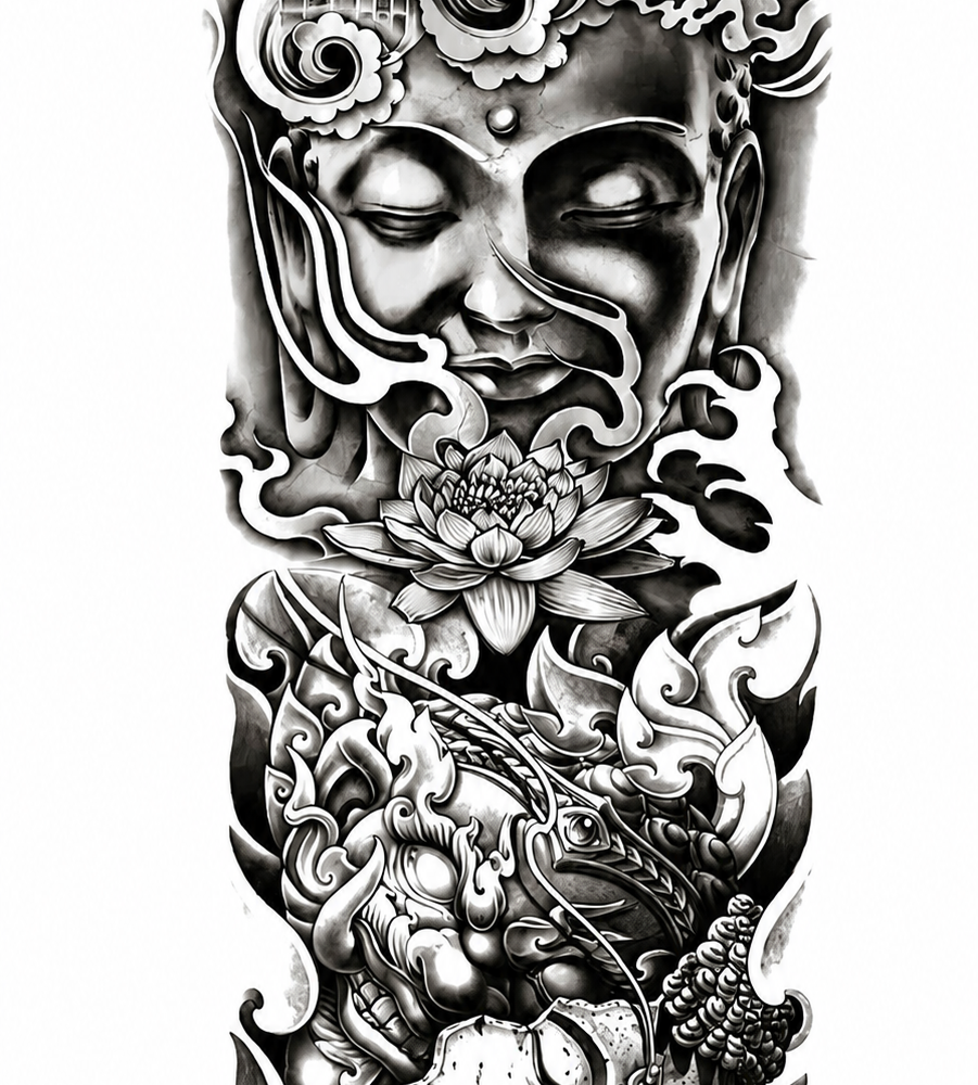 Tattoo arm sleeve budha
