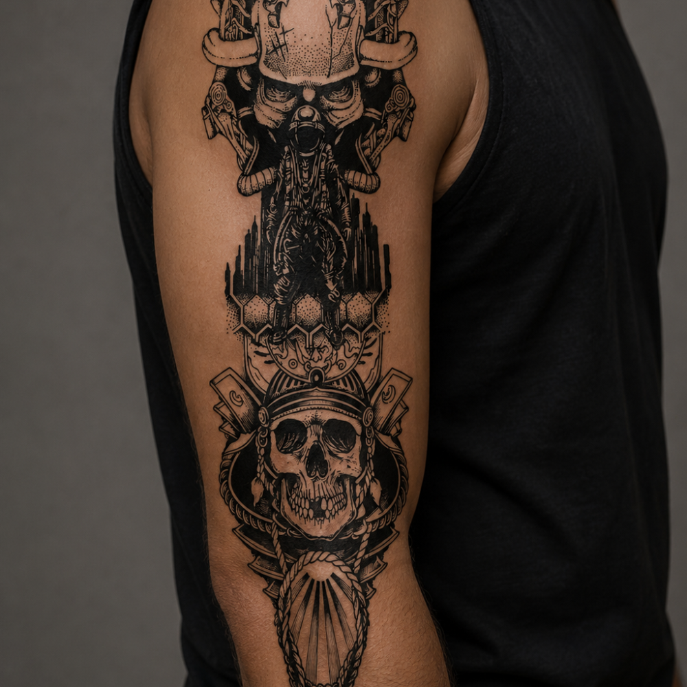 Alternative view of Tattoo arm sleeve warrior