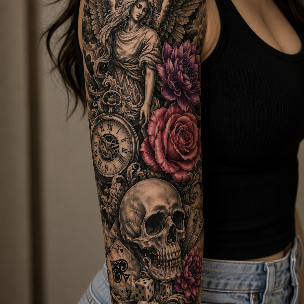 Alternative view of Tattoo arm sleeve angel