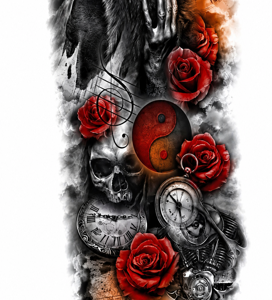 Tattoo arm sleeve rose