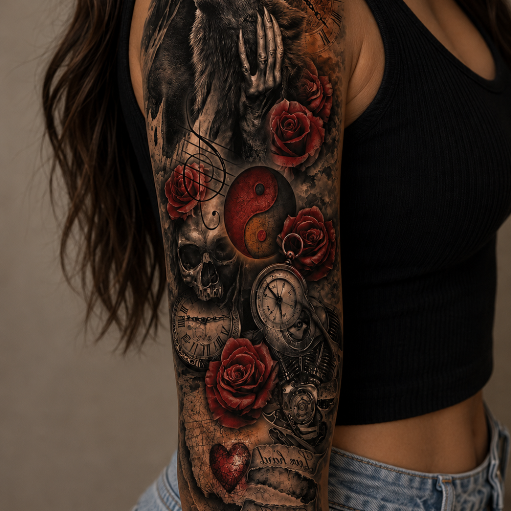 Alternative view of Tattoo arm sleeve rose